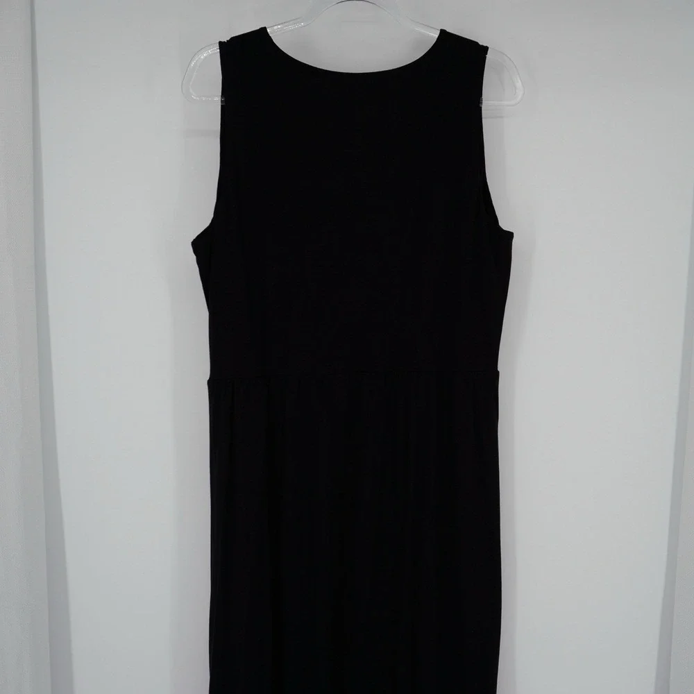 J‎ Jill Wearever Collection Knit Maxi Tank Dress Black Floral Sleeveless Large